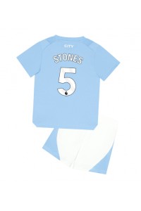 Fotbalové Dres Manchester City John Stones #5 Dětské Domácí Oblečení 2023-24 Krátký Rukáv (+ trenýrky)